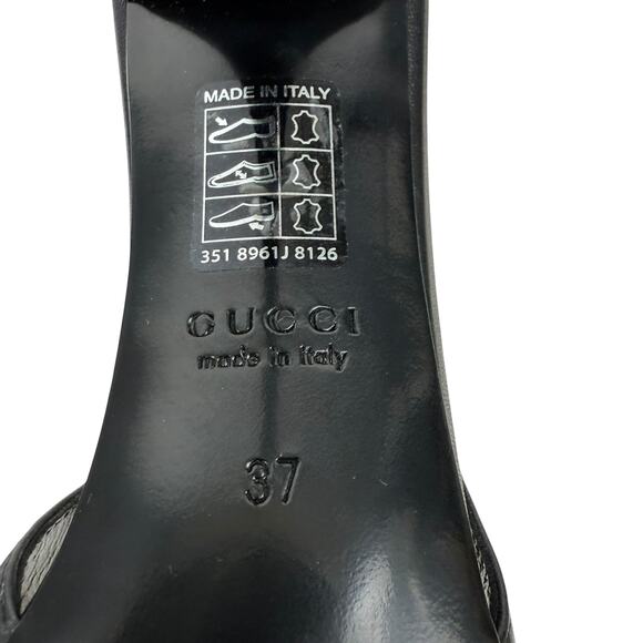 Gucci Signoria Leather Slingback Pointed Toe Pumps Shoes Black Size 37 - Picture 10 of 12